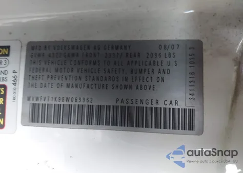 2008 Volkswagen Gti 2-Door from USA, damaged, VIN WVWFV71K98W069962